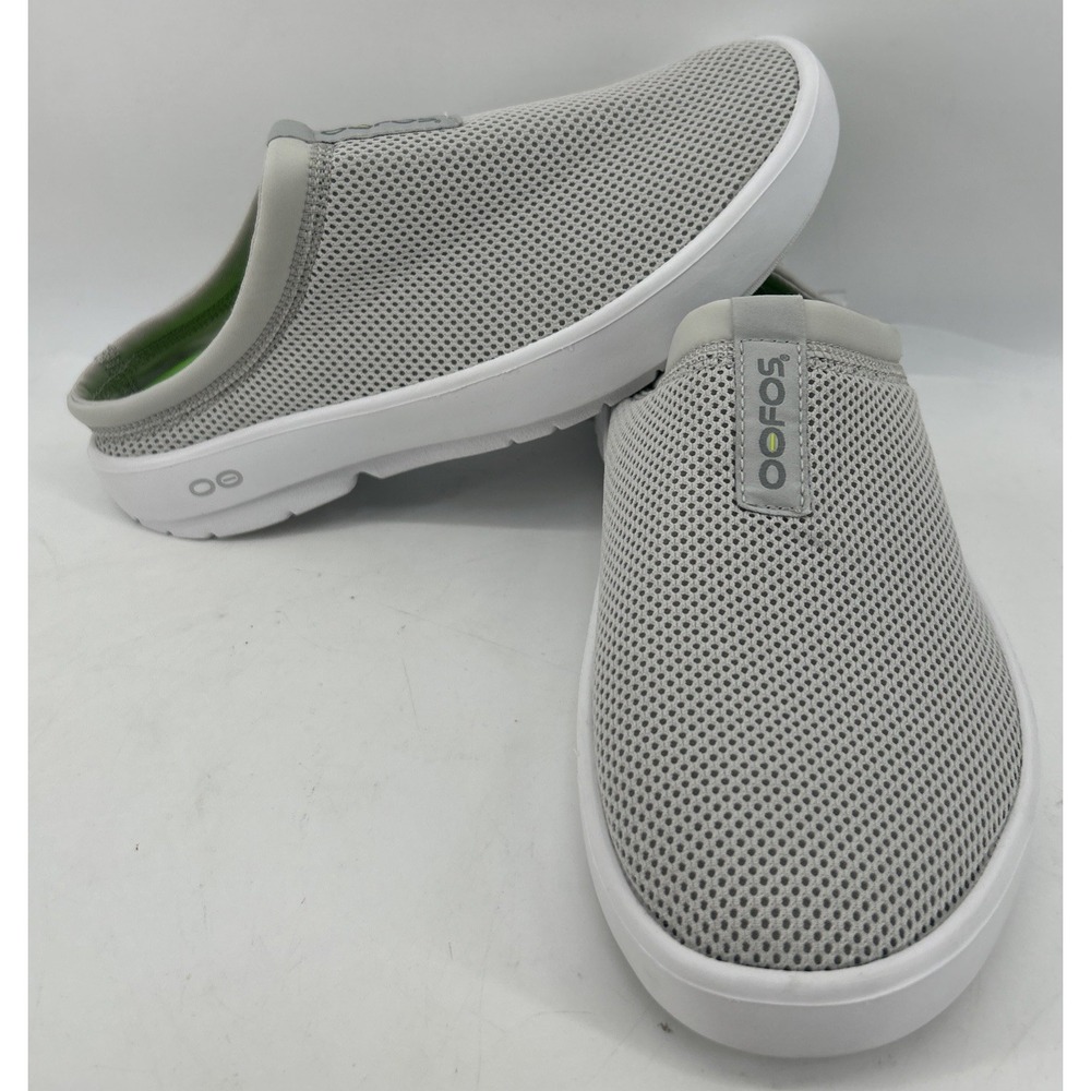 OOFOS OOcoozie Sport Mules Gray Slip On Breathable Mesh Women's Size 9